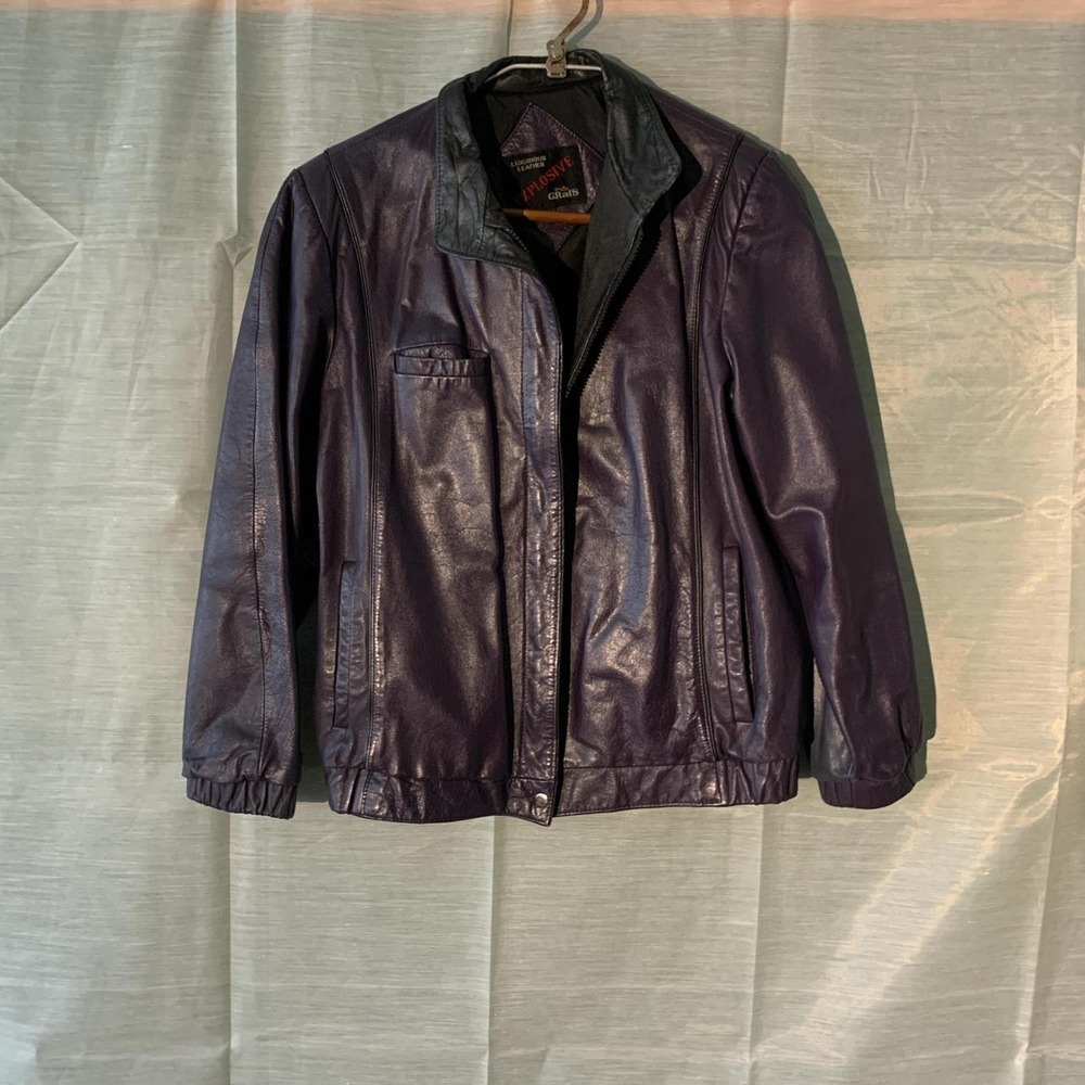 Explosive by Grais Vintage 80s Purple Leather Bomber Jacket Punk Rock Chic 11/12